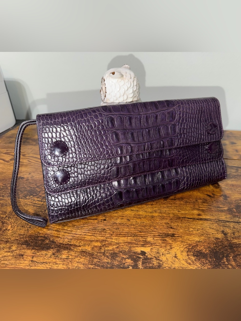 Via Spiga Purple Leather Women’s Clutch Handbag